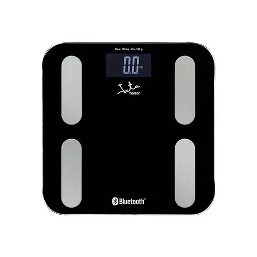 Báscula de baño analizador con Bluetooth negra de acero inoxidable, 3 pilas AAA no incluídas JATA