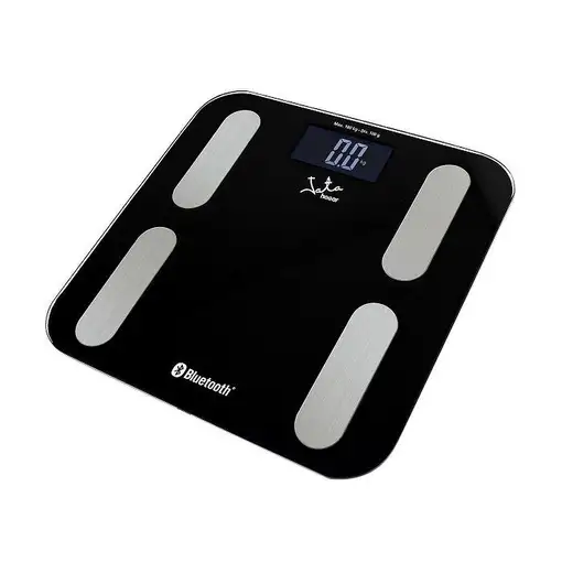 Báscula de baño analizador con Bluetooth negra de acero inoxidable, 3 pilas AAA no incluídas JATA