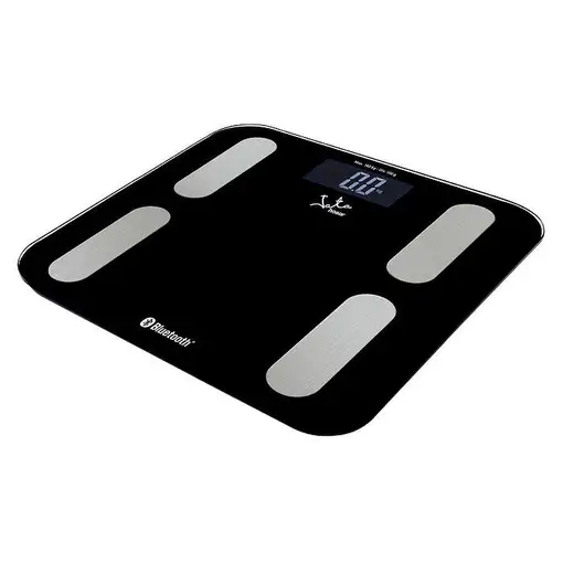 Báscula de baño analizador con Bluetooth negra de acero inoxidable, 3 pilas AAA no incluídas JATA