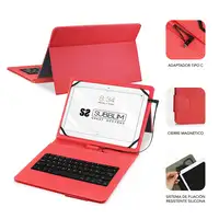 Funda para Tablet Con Teclado Micro Usb a Usb C Keytab Pro Usb 9.6\a 11\  Rojo