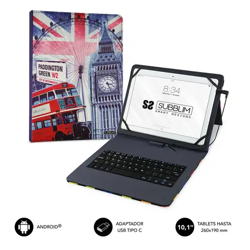 Funda Con Teclado Usb Keytab Pro Usb 9.6\ – 11\ England