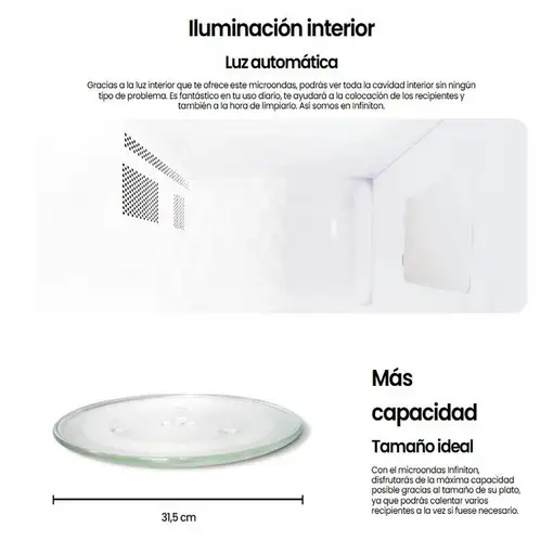 Infiniton MW-1025 M Negro, Blanco Microondas con grill Encimera 25 L 900 W