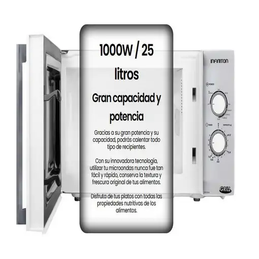 Infiniton MW-1025 M Negro, Blanco Microondas con grill Encimera 25 L 900 W