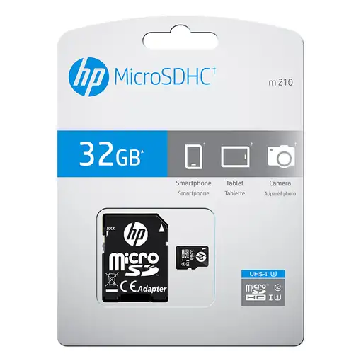 Tarjeta microSDXC con adaptador, 32 GB Class 10, mi210 HP