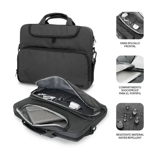 Maletín gris oscuro para portátil de 15,6" Air Padding SUBBLIM