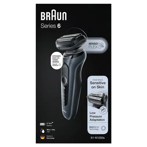 Braun Series 6 61-N1000s Máquina de afeitar de láminas Negro, Gris