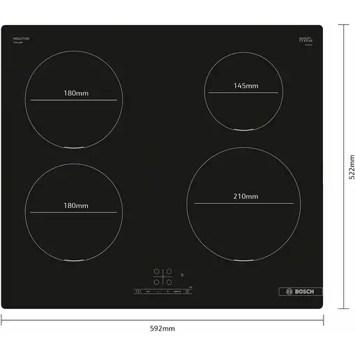Bosch Serie 4 PUE611BB5E hobs Negro Integrado 60 cm Con placa de inducción 4 zona(
