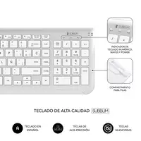 Teclado Con Ratón Bluetooth + 2.4G Combo Dual Prestige Extendido  Blanco Plata