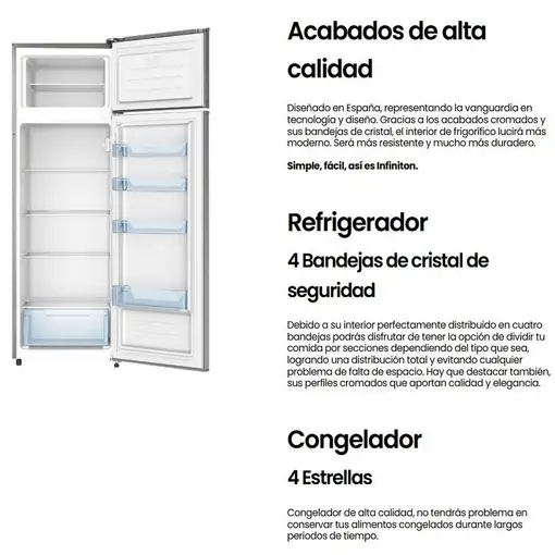 Infiniton FG-239D16XEV2 nevera y congelador Independiente 239 L E Acero inoxidable