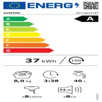 Hisense WF1Q8041BT lavadora Carga frontal 8 kg 1400 RPM Gris