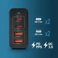 Cargador GAN de pared ultrarápido de 100W con 4 puertos: 2 USB-C 2 USB-A, NGS