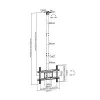AISENS Soporte De Techo Giratorio, Inclinable, Extensible Para Monitor/TV 50kg De