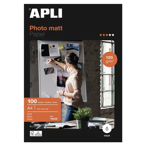 APLI 12626 papel fotográfico A4 Blanco Mate