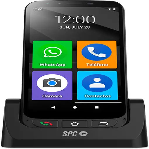 SPC Zeus 4G Pro – Smartphone para mayores, menú XL, botón SOS, base carga, carcasa