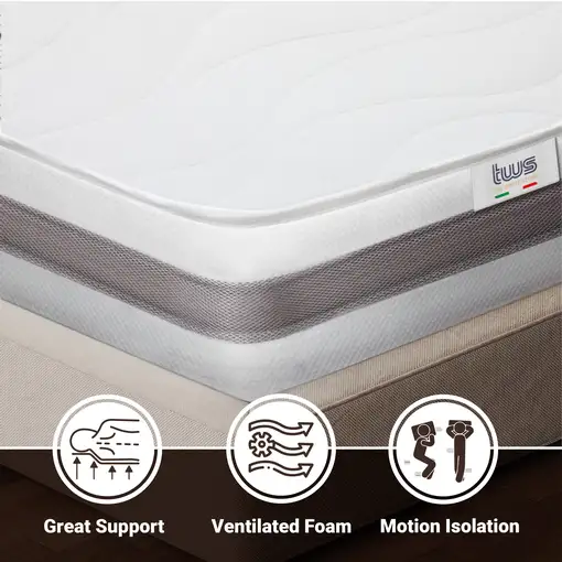 The White Stone Colchón Basic Individual 80x240 Memory|H25 cm|M. in Italy