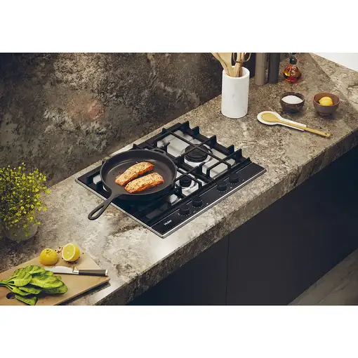 Haier Series 4 HAHG6D5XH Negro, Acero inoxidable Integrado 60 cm Encimera de gas 4