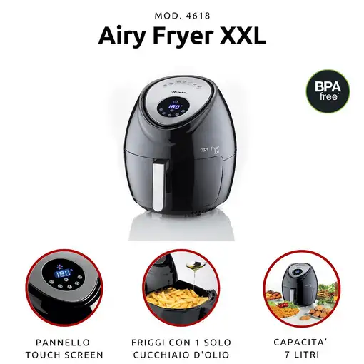 Ariete 4618/00 Sencillo 7 L Independiente 1800 W Freidora de aire caliente Negro,