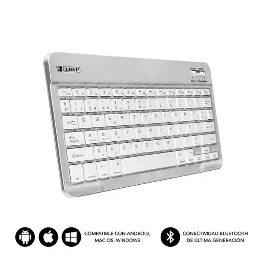 Teclado Bluetooth Smart Para Tablet O Ipad  BlancoPlata