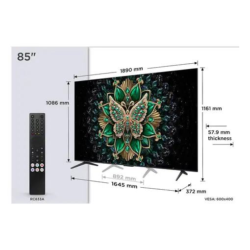 TCL C6K 85C6K Televisor 2,16 m (85\) 4K Ultra HD Smart TV Wifi Metálico
