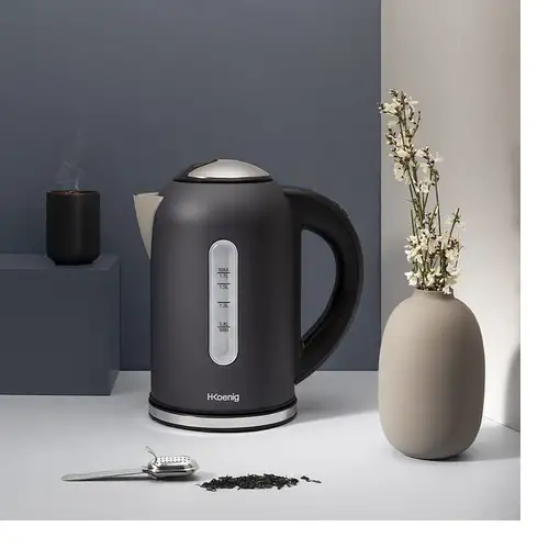 H.Koenig BOE52 tetera eléctrica 1,7 L 2200 W Beige, Negro, Acero inoxidable