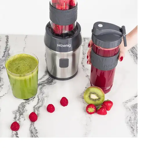 H.Koenig SMOO9 0,57 L Licuadora de vaso 300 W Negro, Acero inoxidable, Transparent