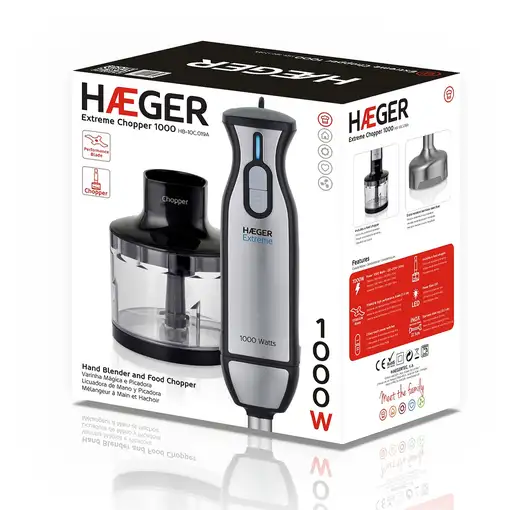Haeger HB-10C.019A licuadora Batidora de inmersión 1000 W Negro, Acero inoxidable,