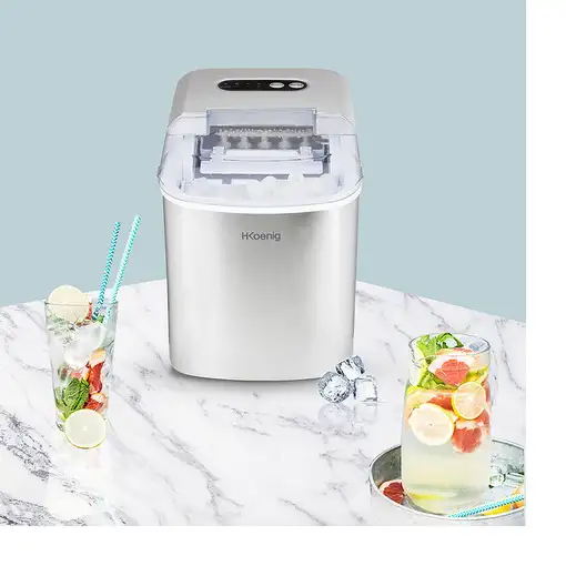 H.Koenig KB14 Máquina para hacer cubitos de hielo portátil 12 kg/24h 120 W Plata