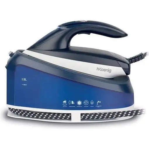 H.Koenig V7 estación plancha al vapor 2600 W 1,5 L Suela de cerámica Azul, Blanco