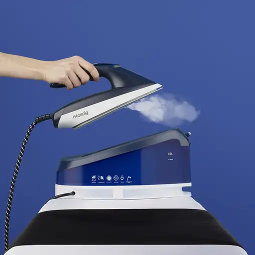 H.Koenig V7 estación plancha al vapor 2600 W 1,5 L Suela de cerámica Azul, Blanco