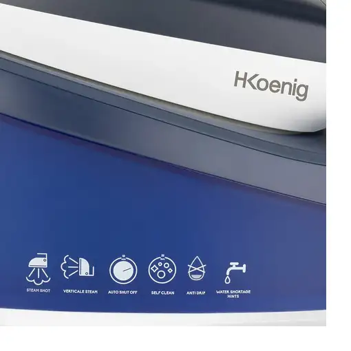 H.Koenig V7 estación plancha al vapor 2600 W 1,5 L Suela de cerámica Azul, Blanco
