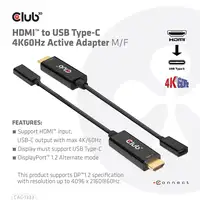 CLUB3D CAC-1333 adaptador de cable de vídeo 0,22 m HDMI tipo A (Estándar) USB Tipo