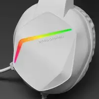 Mars Gaming MH122 Blanco, Cascos Gaming FRGB Over Ear con Micrófono, Sonido HiFi,