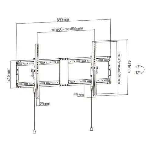 Gembird WM-90T-01 soporte para TV 2,29 m (90") Negro