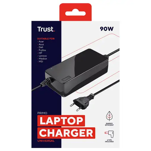Trust Primo adaptador e inversor de corriente Interior 90 W Negro