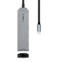 AISENS USB-C dock 5 en 1, USB-C a 1xHDMI, 1xRJ45, 2xUSB, 1xPD, Gris, 15 cm