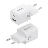 AISENS Cargador Gan 30W, 1xUSB-C PD3.0 QC4.0, 1xUSB-A QC3.0, Blanco