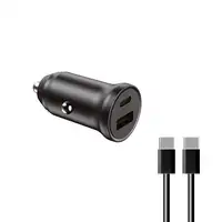 Ksix Cargador de coche , 20W, Carga rápida, Power Delivery, Multipuerto USB-C y US