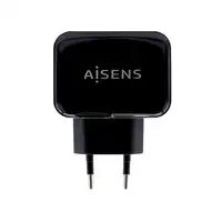 AISENS Cargador USB 17W 5V/3.4A, 2xUSB Con Control AI, Negro