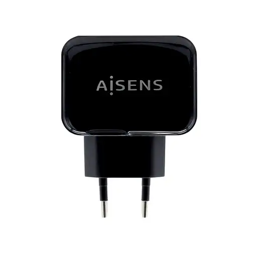 AISENS Cargador USB 17W 5V/3.4A, 2xUSB Con Control AI, Negro