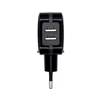 AISENS Cargador USB 17W 5V/3.4A, 2xUSB Con Control AI, Negro