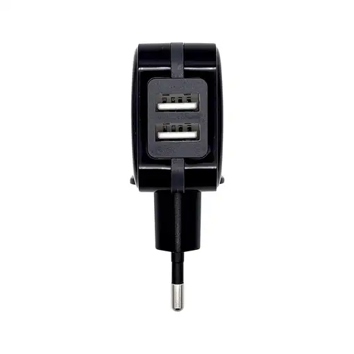 AISENS Cargador USB 17W 5V/3.4A, 2xUSB Con Control AI, Negro