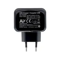 AISENS Cargador USB 17W 5V/3.4A, 2xUSB Con Control AI, Negro