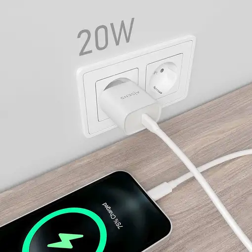 AISENS Cargador USB-C PD3.0 1 Puerto 1xUSB-C 20W, Blanco