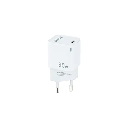 TooQ Cargador de Pared GAN USB-C/PD 30W, Blanco