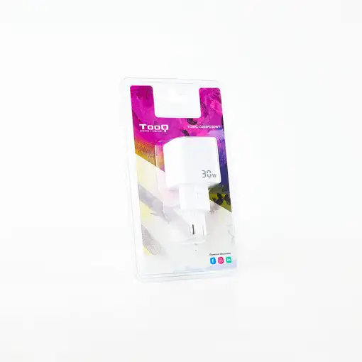 TooQ Cargador de Pared GAN USB-C/PD 30W, Blanco