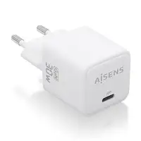 AISENS Cargador Gan 30W, 1xUSB-C PD3.0 QD4.0, Blanco