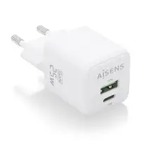 AISENS Cargador GaN 25W, 1xUSB-C PD3.0 QC4.0, 1xUSB-A QC3.0, Blanco