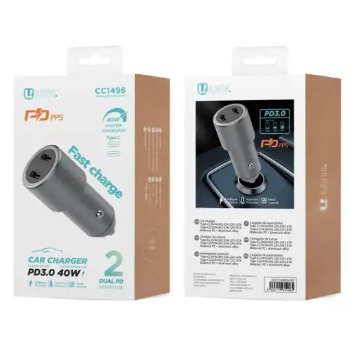 UNICO CC1496 cargador de dispositivo móvil Smartphone, Universal Gris Encendedor d