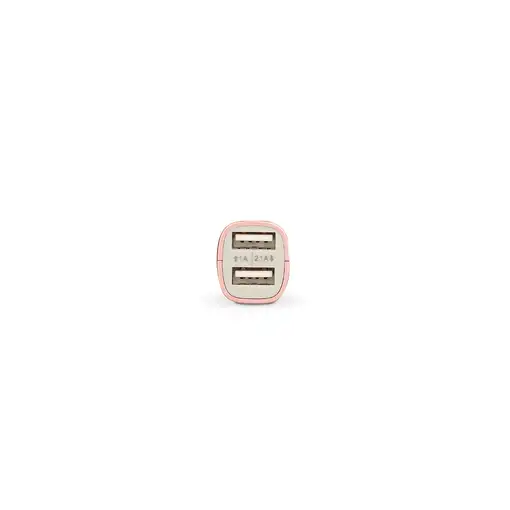 Contact Cargador de coche , 10W, 2 salidas, USB + cable USB A - Micro USB, Rosa me