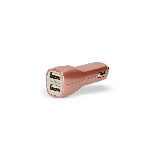 Contact Cargador de coche , 10W, 2 salidas, USB + cable USB A - Micro USB, Rosa me